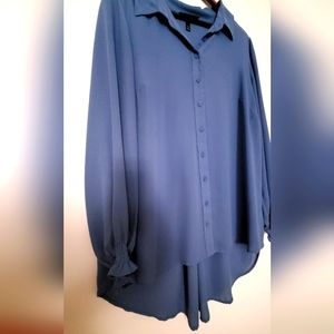 Lane Bryant Shirred Cuff Long Sleeve Hi/Low Blouse 18/20